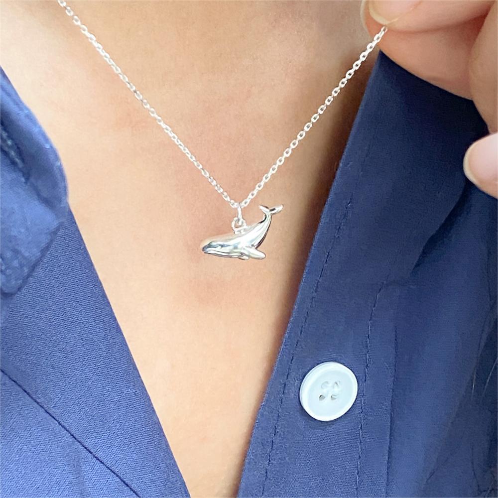 925 Sterling Silver Pendant Material 925 Sterling Silver Whale Pendant Necklace
