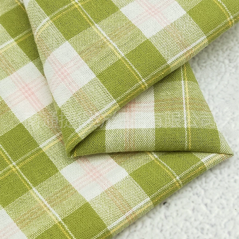 Хлопковая ткань в клетку с washed-процессом, ткань из хлопка с нитяной окраской в клетку, повседневная литературно-художественная светлая жаккардовая ткань