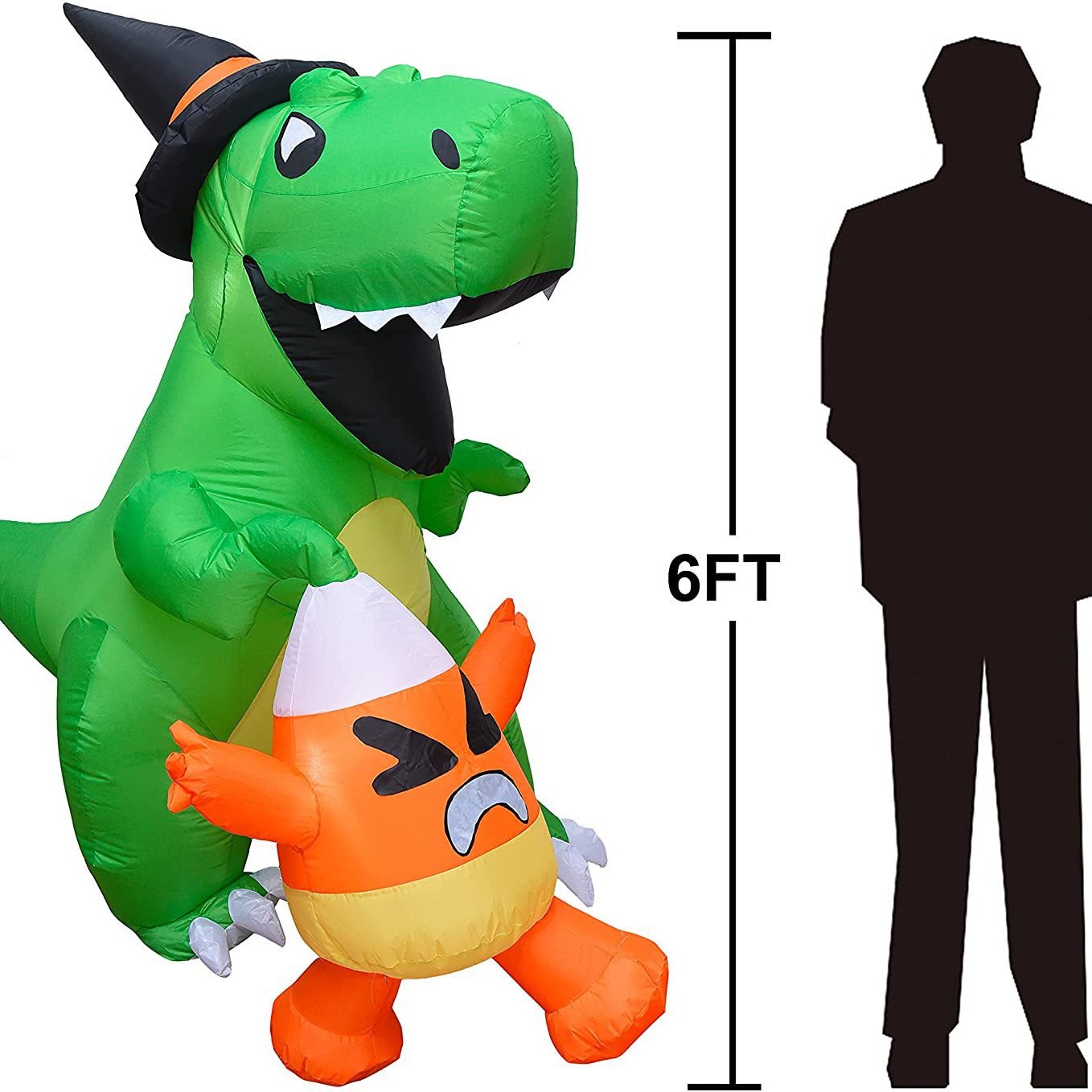 1,8 m de Halloween inflable dinosaurio de pesca dulces de maíz inflable patio escena decoración incorporada luz LED