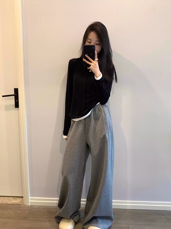 2546 # Awencoatウエストを緩めたストレートグレーのワイドレギンス|undefined