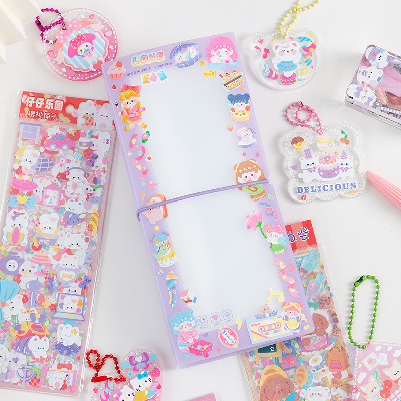 Serie láser de dibujos animados impermeable PVC Goo tarjeta traje combinación pegatinas animal de dibujos animados diario papelería material pegatinas