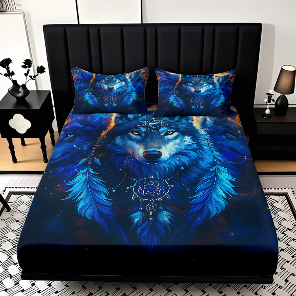 TEMU / JIT Hot Wolf 3D Digital Printing Quilt Set Soporte internacional exclusivo para la impresión