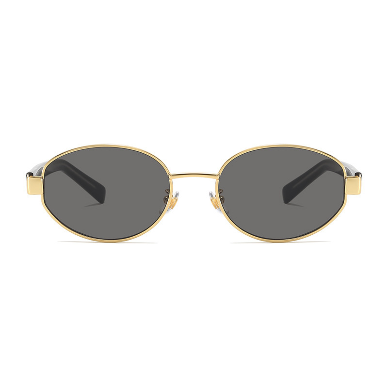 Retro Oval Frame Sunglasses for Men and Women, Metal Frames, High-End Street Style Sunglasses, Anti-Uv, Fashionable and Trendy