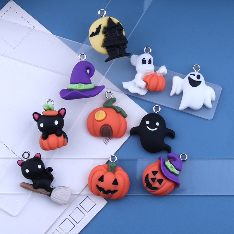 国境を越えた人気のハロウィン樹脂アクセサリーイースター DIY ジュエリーペンダントキーホルダー冷蔵庫マグネット装飾材料|undefined