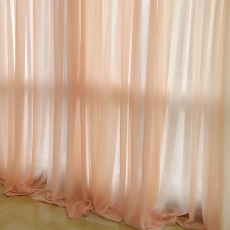 White Sheer Curtains in Soft Pink and Gray Chiffon for Living Room, Bedroom, Balcony, Bay Window, Sunshade, with Hook and Loop Fasteners
