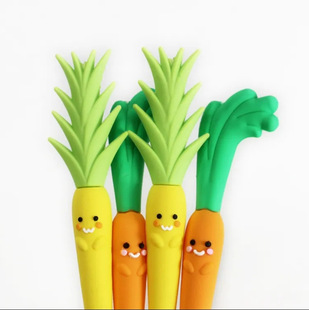Korean Version Creative Cute Soft Gel Pen Cartoon Carrot Vegetable Trendy Student Exam Writing Signature Pen