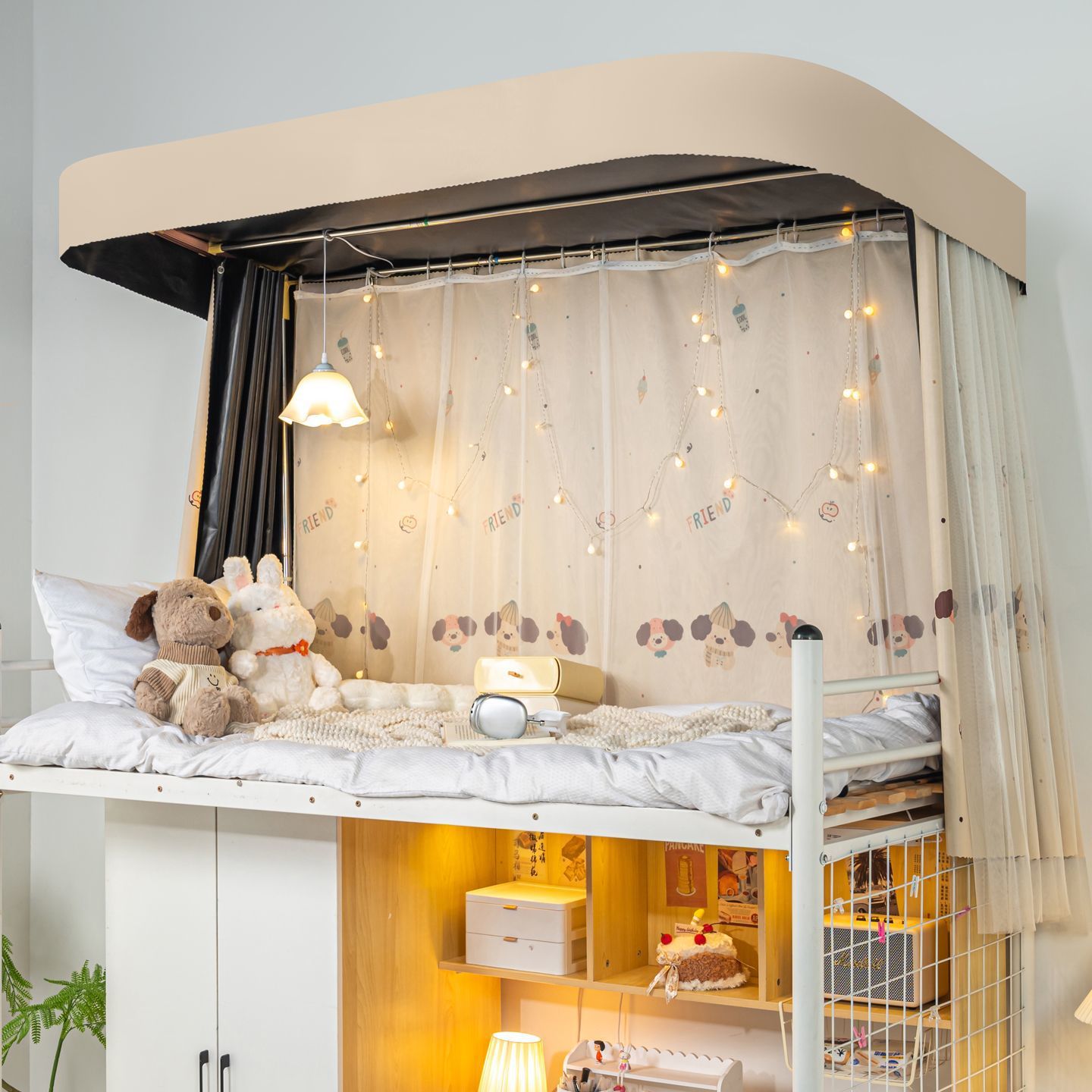 Cortina de cama de órbita u dormitorio de estudiantes universitarios cortina de sombra fuerte doble cortina de riel deslizante dormitorio de mujeres cortina de sombra para hombres