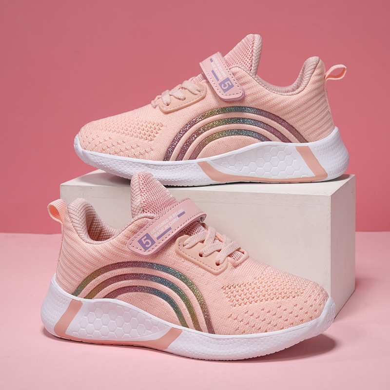 Tela de malla para correr para niños 2069 Zapatos deportivos para niños Zapatos bajos Zapatillas para caminar casuales Transporte aéreo Luz de vuelo transpirable