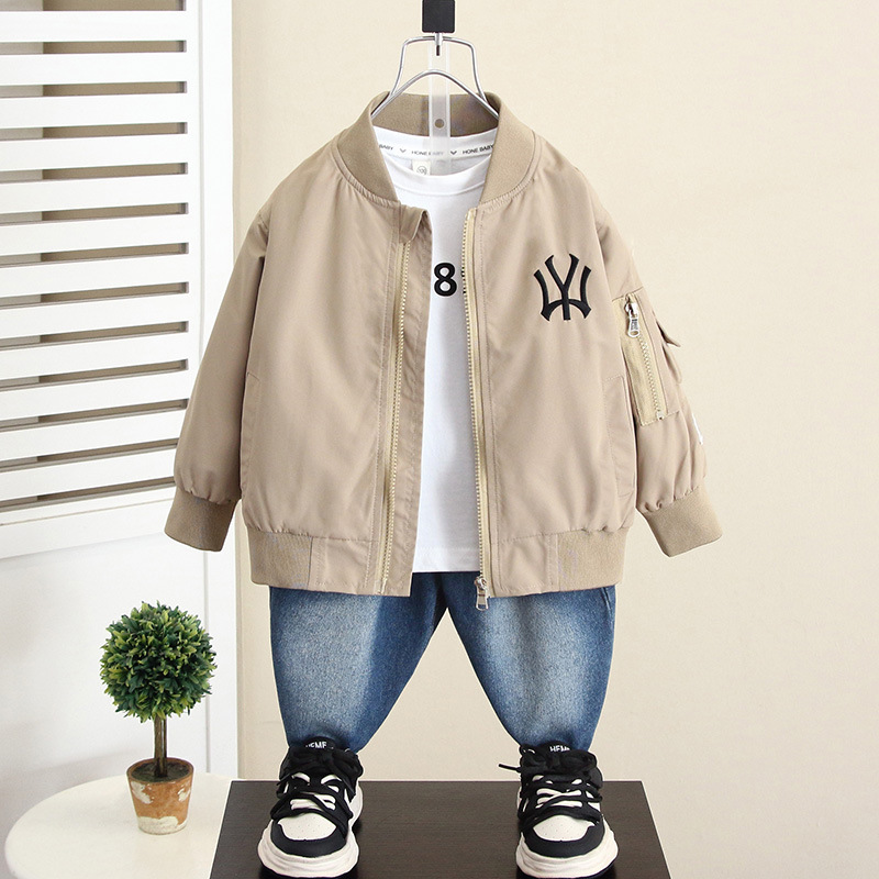 5961 chaqueta para niño 2025 primavera y otoño nuevo estilo para niños otoño estilo occidental estilo coreano uniforme de béisbol chaqueta de otoño para bebé