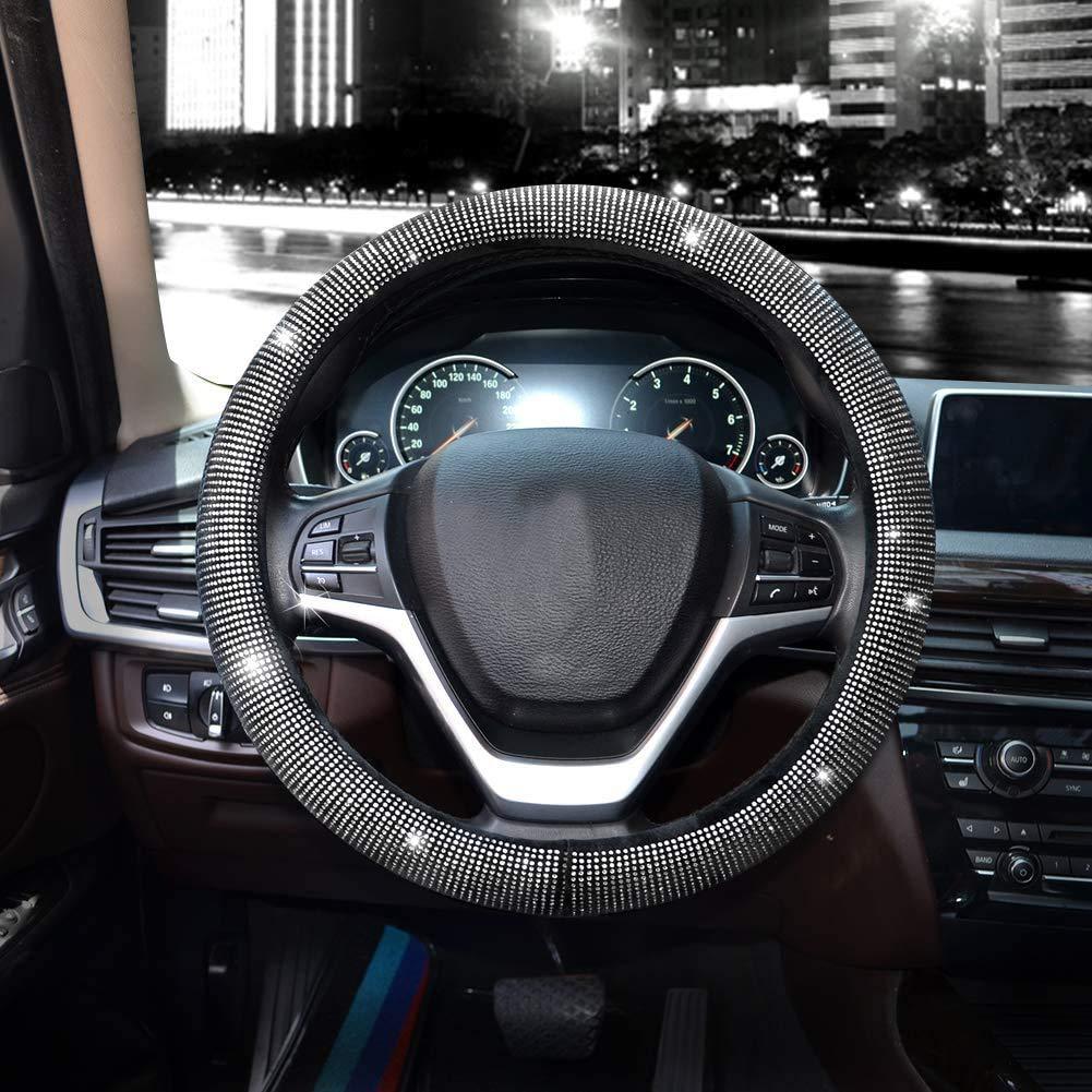 Source Factory Cross-Border Car Diamond-Studded Steering Wheel Cover with Inner Ring, Full Rhinestone Car Interior Handle Cover