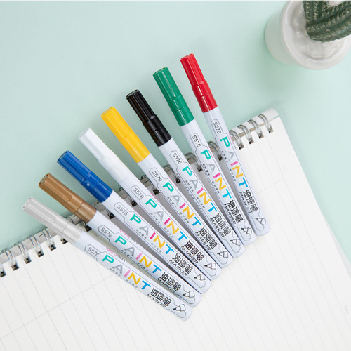 Deli S576 paint pen highlight pen hand-painted white pen art painting pen silver pen coloring note marker pen touch-up pen