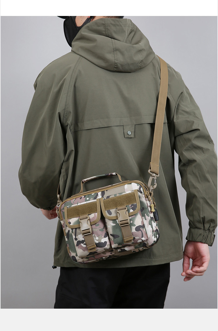 Single-shoulder bag, outdoor tactical multi-functional USB charging crossbody bag, military camouflage backpack, travel outdoor cycling bag undefined