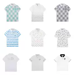 Cross-Border Corrected Premium Version Polo Shirt Embroidery Rhinestone Checkered Luxury Brand Short Sleeve T-Shirt Collection