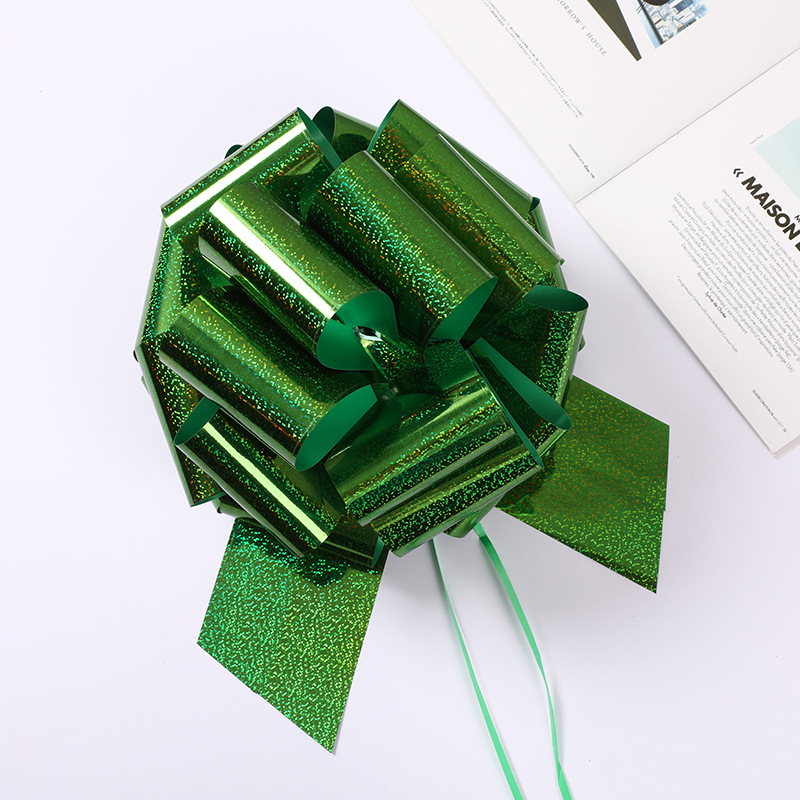 10cm de laminación láser bola flor regalo de Navidad decoración en forma de bola guirnalda boda decoración del coche flor bola cinta 3 m