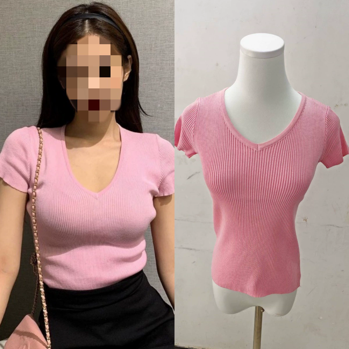 Долгостроковое наличие: летняя футболка в стиле Дженнни (BLACKPINK), весна-лето 2025, розовая, с V-образным вырезом, трикотажная, с коротким рукавом