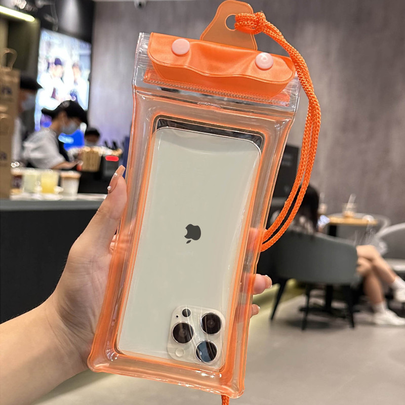 国境を越えた3本の密封された携帯電話防水袋は、タッチスクリーンの水泳エアバッグを漂流して首をかける防水携帯電話カバーを透明にすることができる|undefined