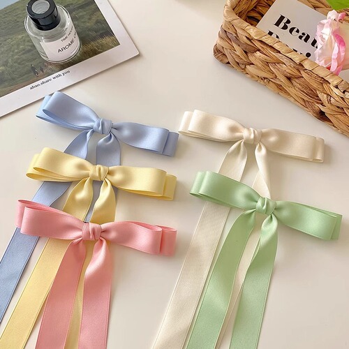 Charming Sweet Summer Ribbon Bow Ribbon Hair Clip 2025 New Style Rear Head Spring Clip Hair Pin Accessory
