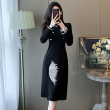 新中式国风黑色连衣裙女春装高级感气质显瘦高端精致绝美高贵旗袍
