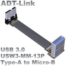 ADT-Link USB3.0公对公扁平轻薄线Type-A转接micro-B双弯角