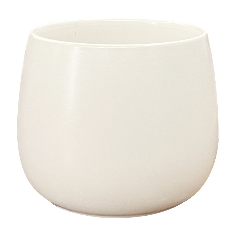 Maceta pequeña de cerámica simple en blanco y negro con bandeja, taza grande con forma de barriga, maceta pequeña para escritorio de oficina, maceta especial para suculentas.