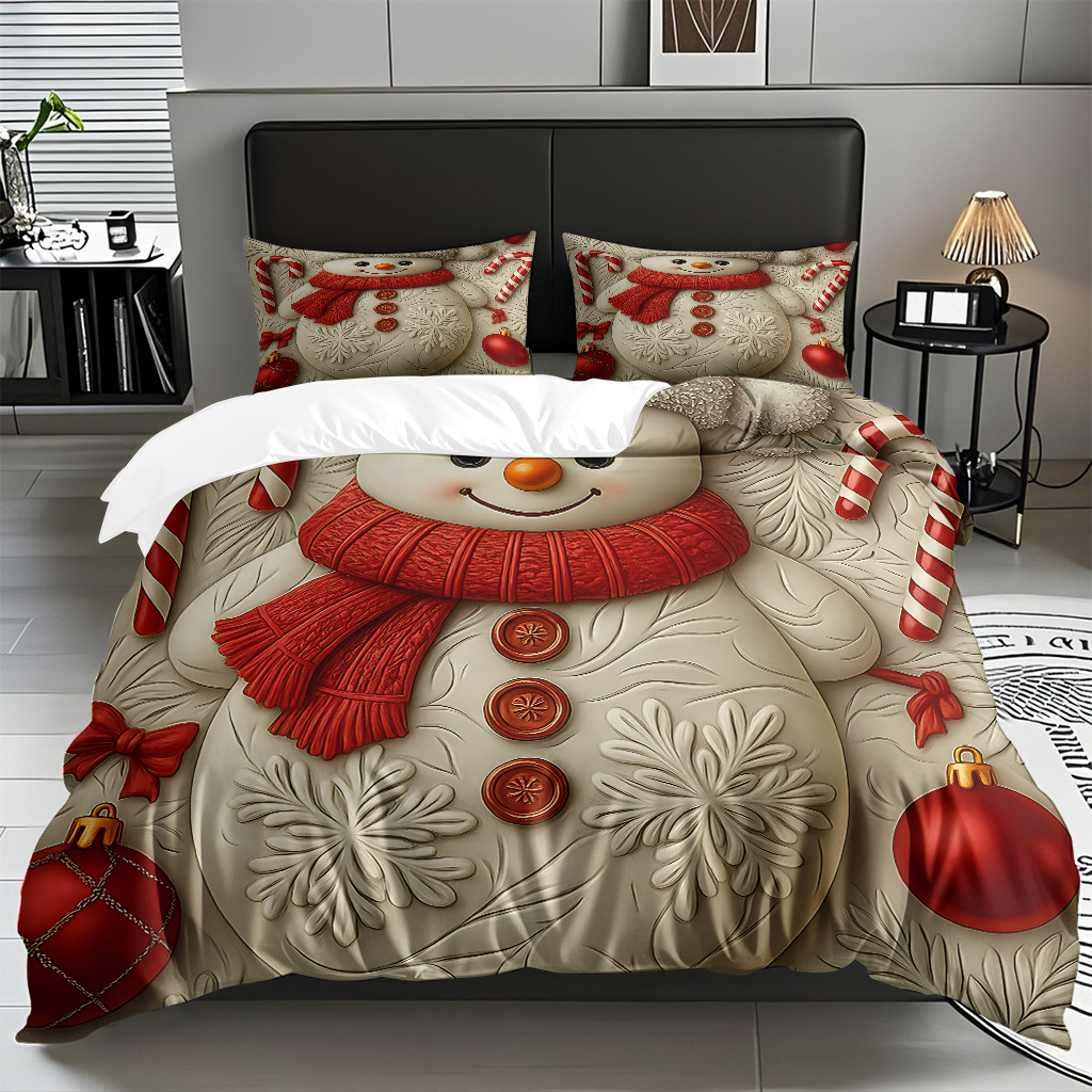 TEMU / JIT impresión digital transfronteriza HD Navidad pro piel suave colcha de cama kit para diseñar venta directa de fábrica