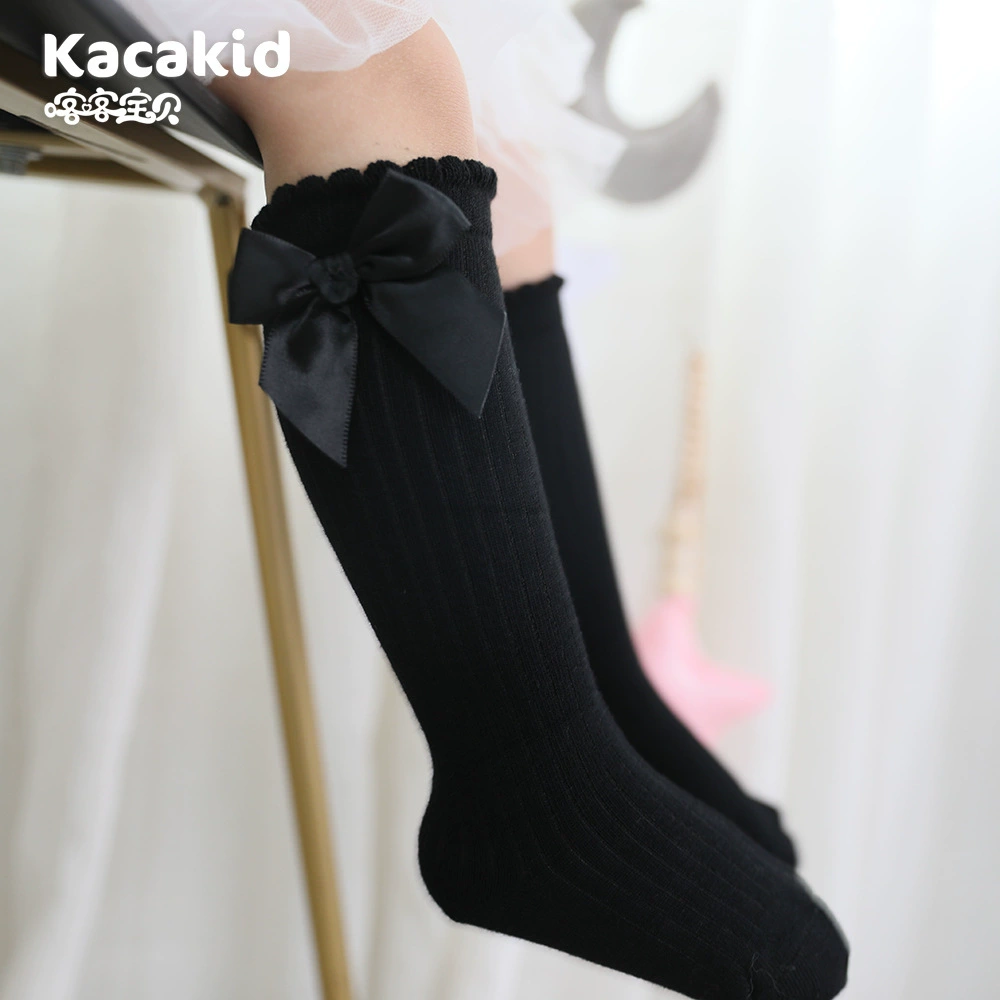 Осенние детские милые цветные knee socks для девочек с бантами, до середины икры, опт