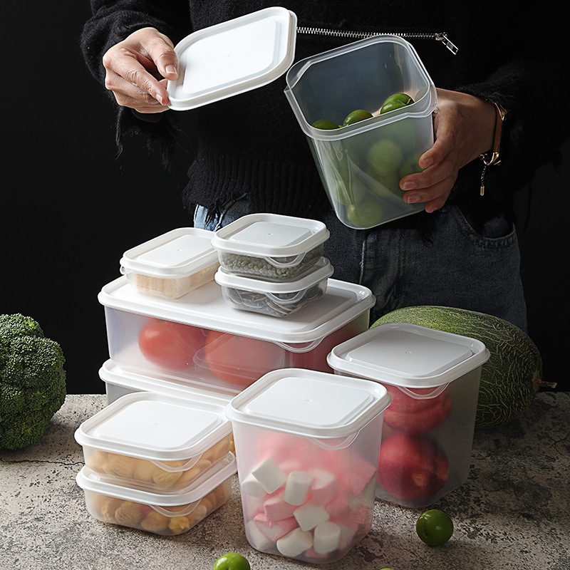 Caja de almacenamiento de grano refrigerador de plástico crisper 10-piece set traje de cocina caja de almacenamiento sellada al por mayor en stock