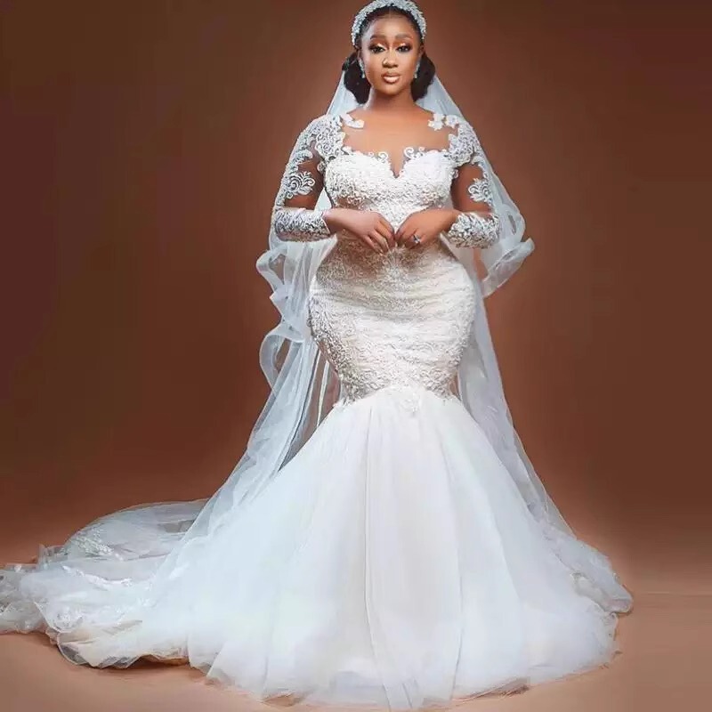 Sexy fishtail wedding dress trailing slimming bridal retro foreign trade Customized wedding dress