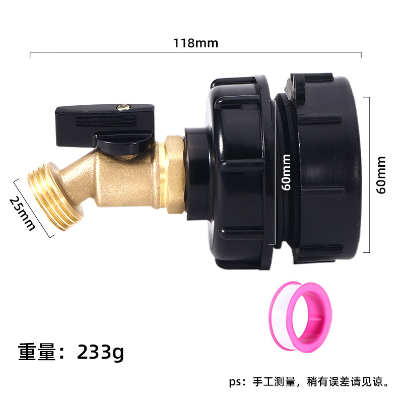 Transfronterizo químico barril IBC Ton barril conector Ton Válvula de barril accesorios Ton barril de latón Boquilla DE AGUA válvula de bola de mariposa grifo