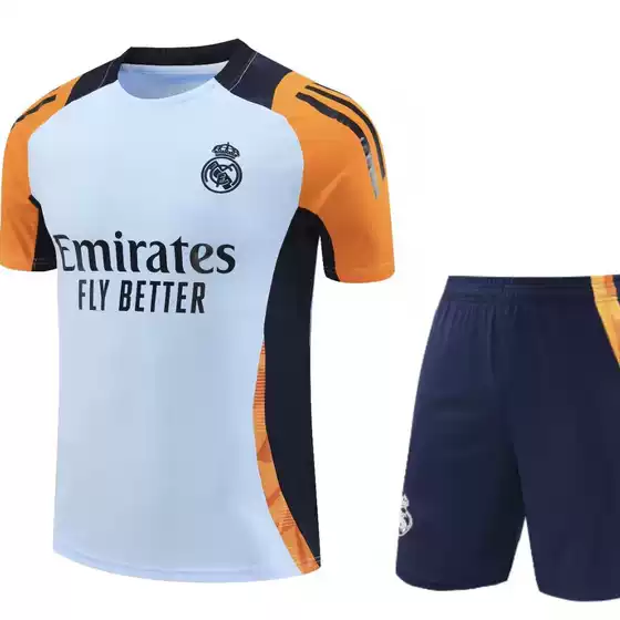2425 season Real Madrid jersey pre-match warm-up short-sleeved vest training uniform sports team uniform adult football uniform suit