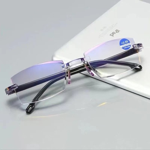 Anti-blue light smart zoom reading glasses with trimmed edges, fashionable dual-light far and near dual-use reading glasses for men and women