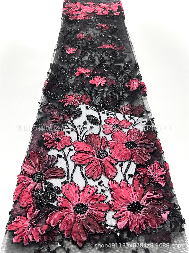 Moda industria pesada Gaoding vestido de boda vestido de cena cheongsam tela tridimensional tablero de chiffon tela bordada