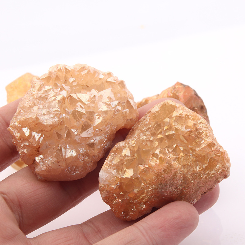 軽くて豪華なシャンパン色の天然の結晶芽の鉱石の単孔の黄銅の取っ手の引き出しの食器棚の扉の小さい取っ手のタンスの扉の装飾|undefined