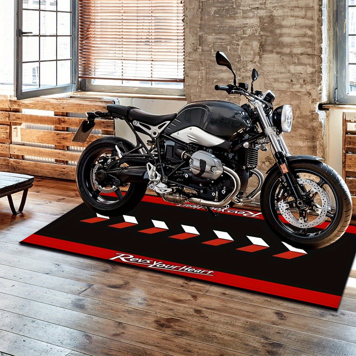 Cross-border Amazon Harley motorcycle mat, wear-resistant and easy to maintain, crystal velvet floor mat, motorcycle display long mat