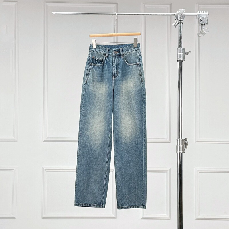 Warren Hailong Black Label Series Dp008 Rosie Same Style *Sl Version Washed Vintage High-Waisted Straight-Leg Jeans Warren Hailong Black Label Series Dp008 Rosie Same Style *Sl Version Washed Vintage High-Waisted Straight-Leg Jeans