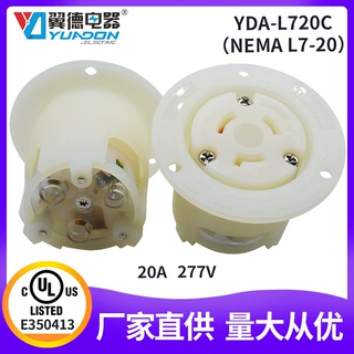 NEMA L7-20C美式发电机插座美标暗装277V母座YDA-L720C墨西哥插座