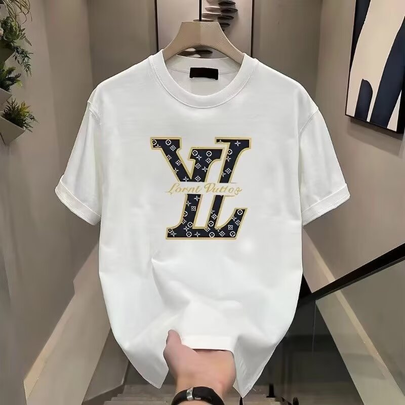 2025 New Men's Short-Sleeve T-Shirt with Letter Print, Trendy and Versatile Top, Streetwear Brand Short-Sleeve Base Layer