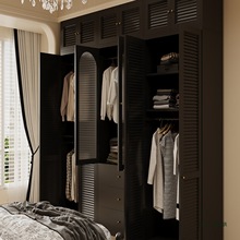 钢制衣柜卧室对开门收纳柜美式复古风组合衣橱出租房无甲醛储物柜