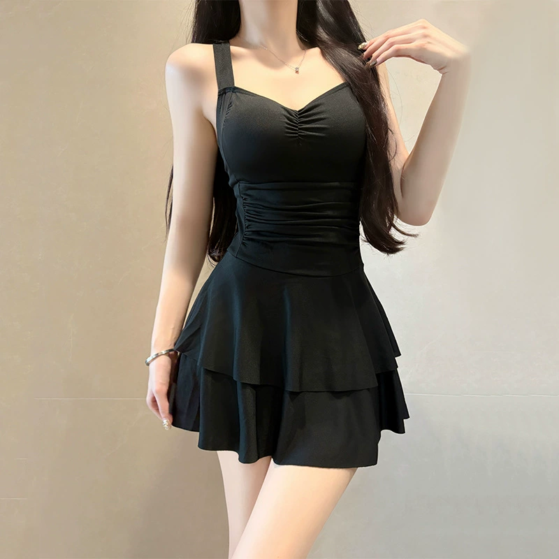Monokini платье для плавания, Женщины, облегающая слойная юбка, цвета белый/серый синий/чёрный, размеры S–3XL