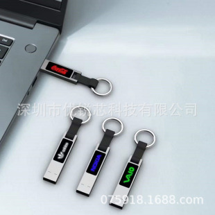 New Metal Luminous U Disk Private Mold Design USB Luminous U Disk Keychain Crystal Luminous U Disk Laser LOGO