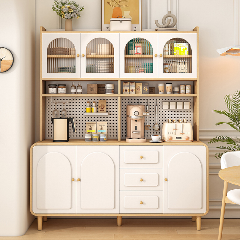 Log Cream Style Dining Side Wall Integrated Storage Kitchen Guest Restaurant Multi-Functional Storage Wooden Storage Cabinet