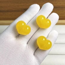 天然二琥珀蜜蜡鸡油黄飘花雕刻天地孔屁桃散珠 DIY文玩配饰直播货