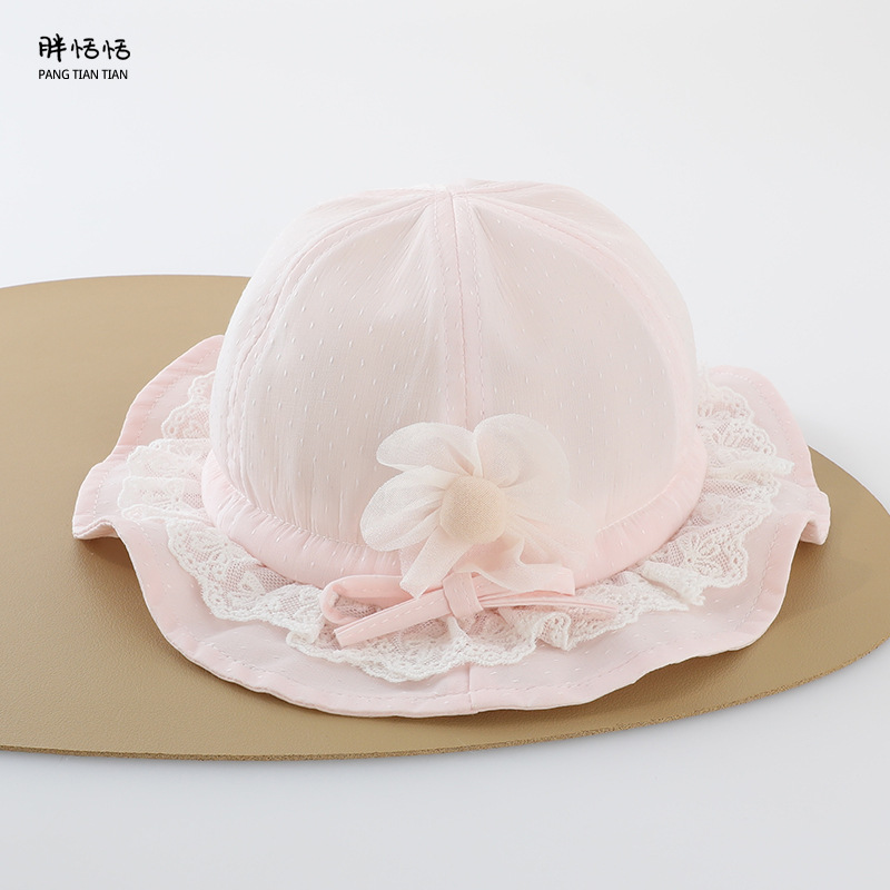 Sombreros para bebés primavera y otoño dulce lindo pequeño mes de edad niñas sombrero de pescador protector solar delgado sombrero de pescador para bebés
