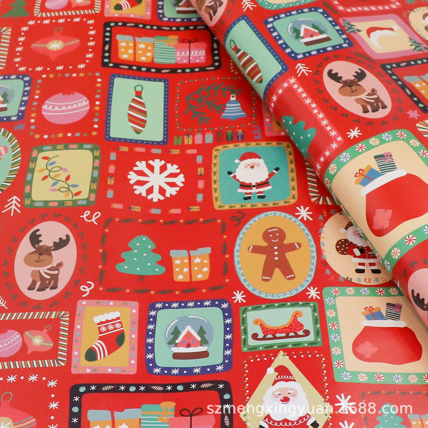 Papel de regalo de Navidad de alto valor cartón de dibujos animados caja de regalo de cumpleaños para niños Papel de embalaje de cuero de nuez de paz