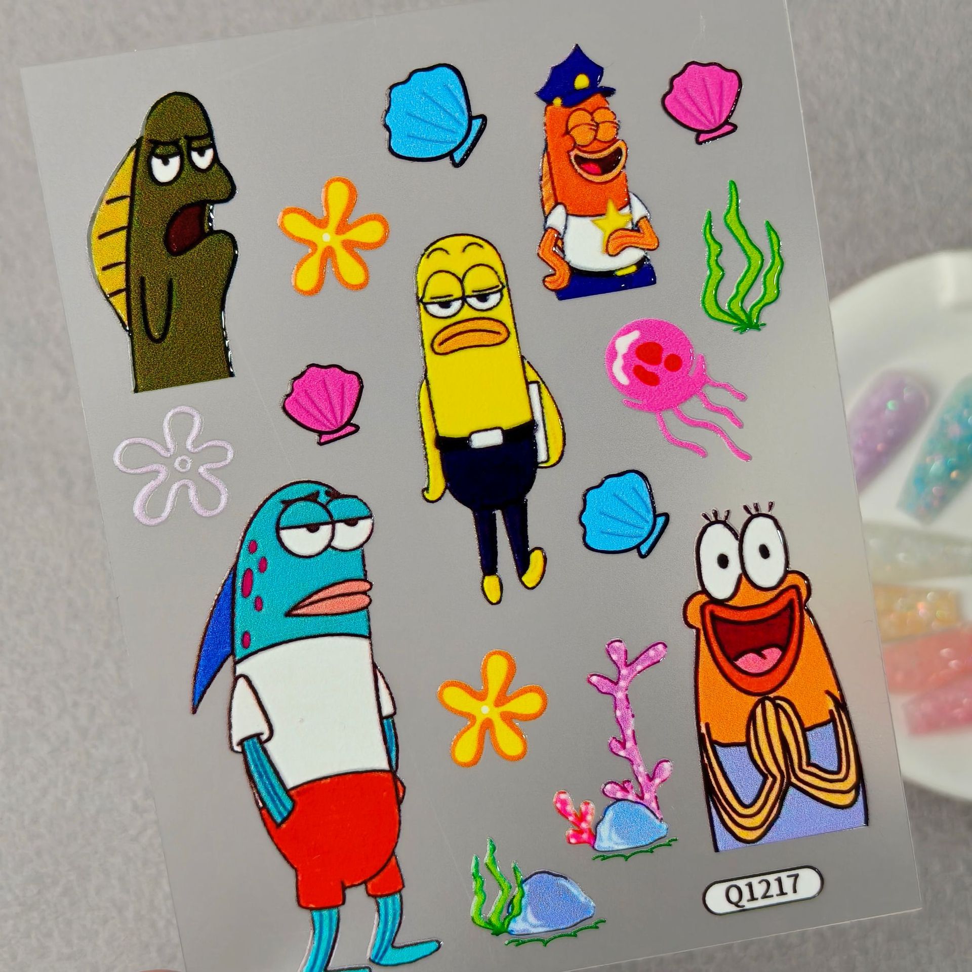 Linda pegatina de vaso de agua de Bob Esponja impermeable facción Big Star cangrejo dueño de hervidor de agua pegatina en relieve modelo q