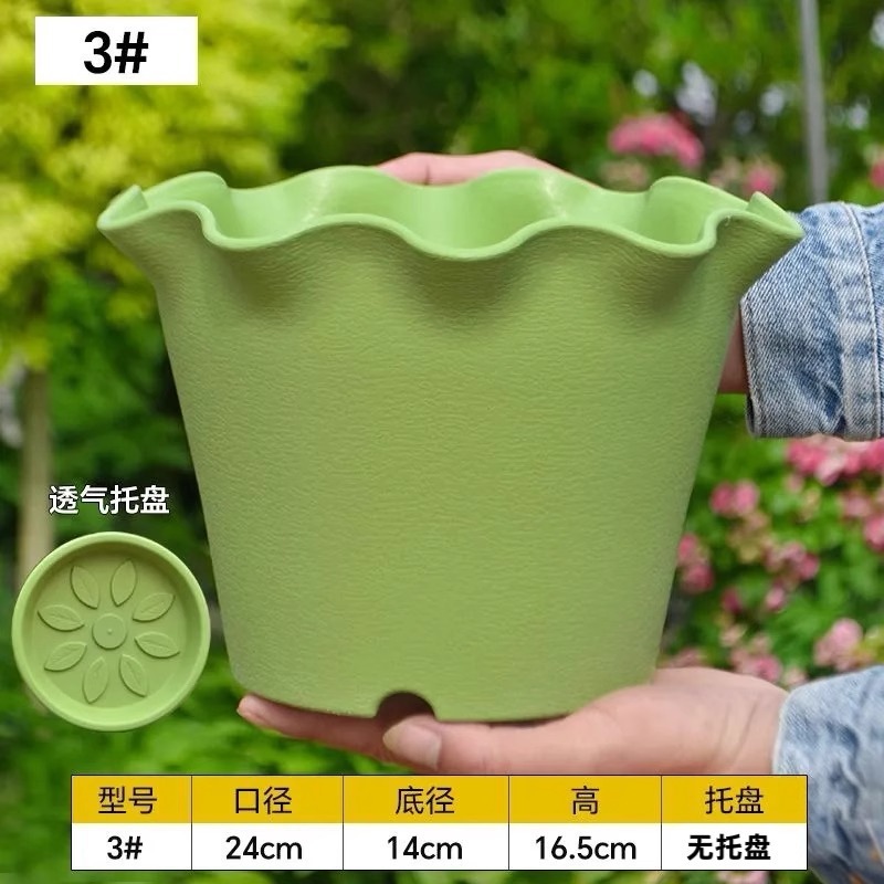 プラスチック植木鉢フリル樹脂植木鉢メーカー卸売屋内バルコニー花と野菜植栽ポットを拡大して厚くします|undefined