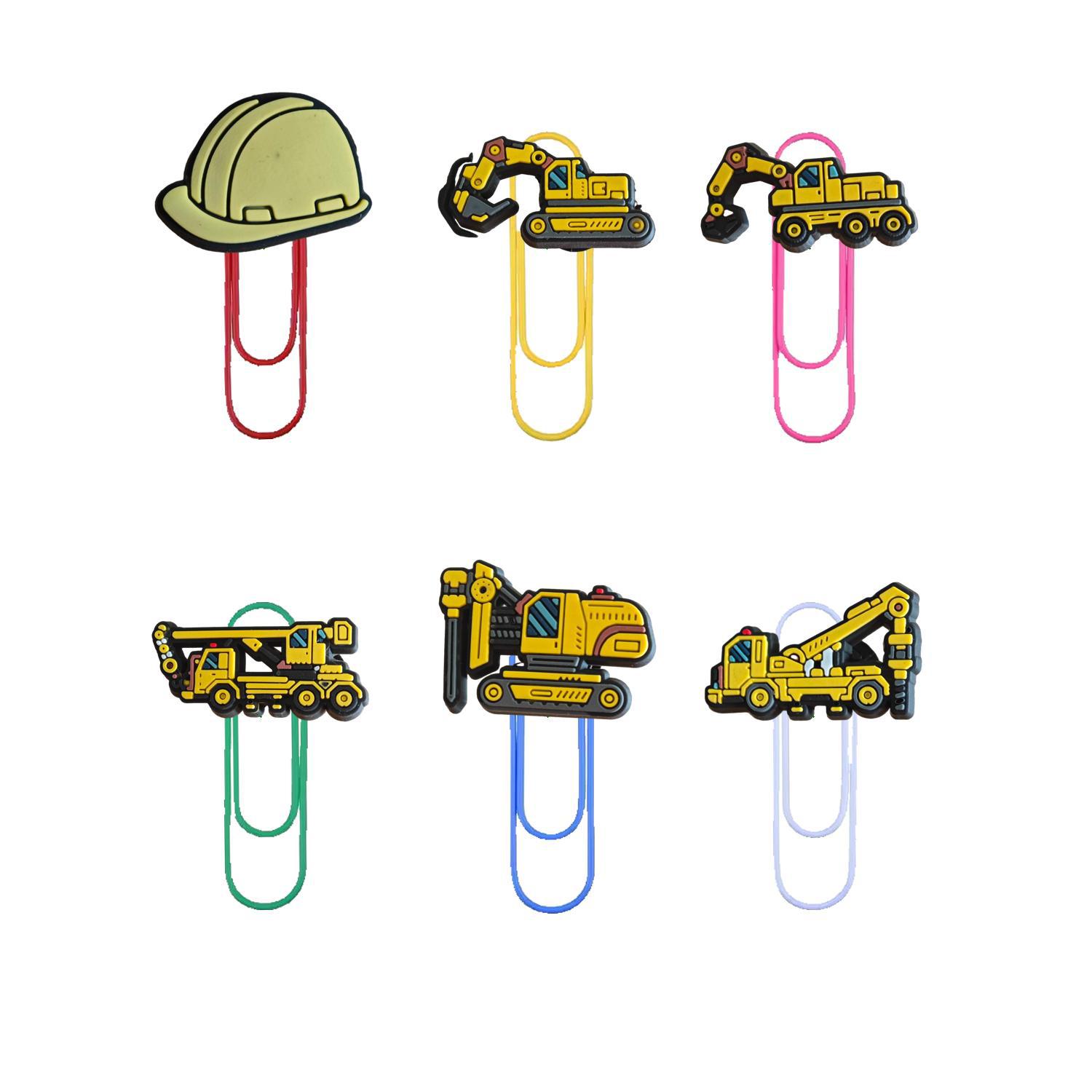 亚马逊挖掘机12回形针速卖通PVC装饰品创意可爱卡通彩色卡通曲别
