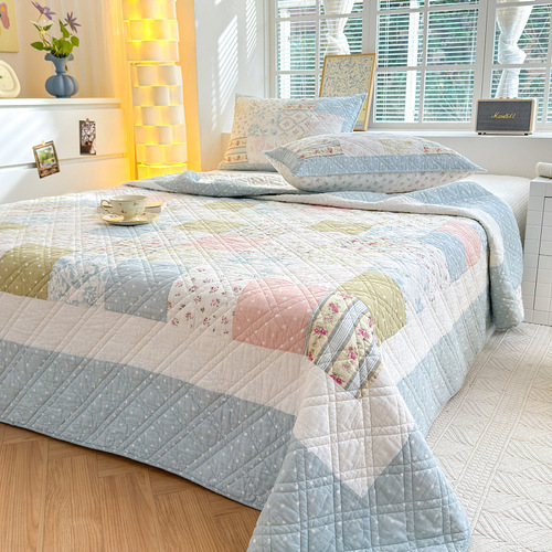 Pure cotton air-conditioning quilt for all seasons quilted quilt bed cover thickened bed sheet wholesale double cotton three-piece set washable