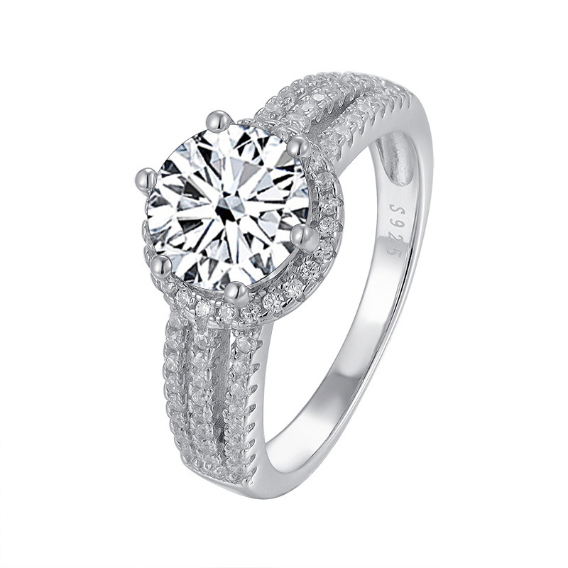 Anillo de diamante de diamante de diamante de diamante de plata esterlina de 2 quilates, anillo de boda de diamante de diamante, anillo de boda de diamante de diamante de diamante.