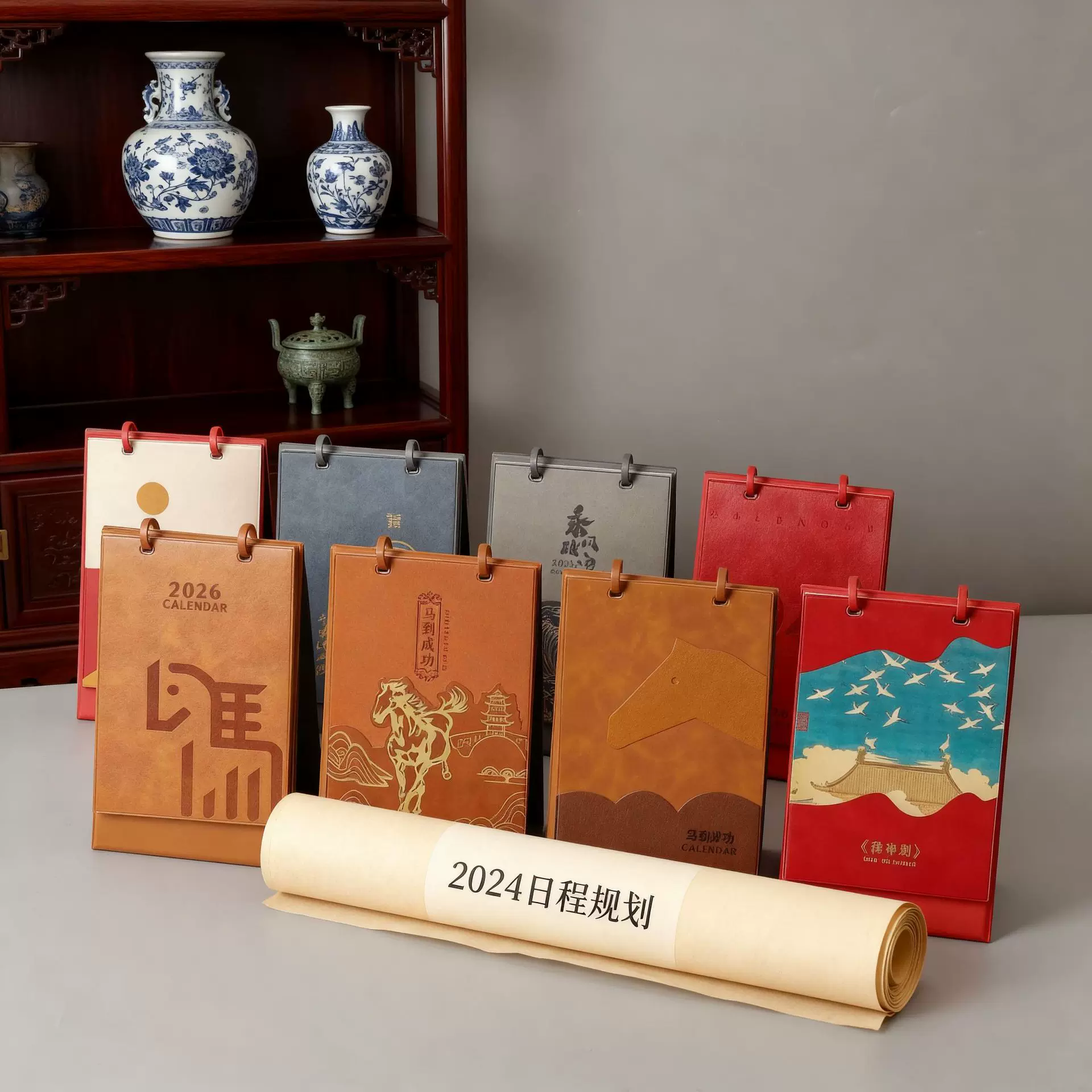 2026新款马年创意复古风企业日历打卡台历商务馈赠桌面摆件礼品